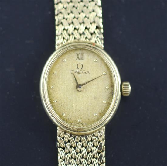 A ladys early 1980s 9ct gold Omega quartz wrist watch,